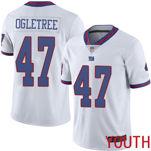 Youth New York Giants 47 Alec Ogletree Limited White Rush Vapor Untouchable Football NFL Jersey